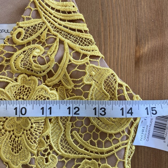 NWT Dress the Population Canary Tan Ava Lace Mini Dress V-Neck Women's Small - Picture 11 of 16